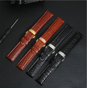 Genuine Leather Watchband American Crocodile Leather Round Pattern Watchband Universal Men's and Women's Substitute Spot Wholesale Watch Accessories 20