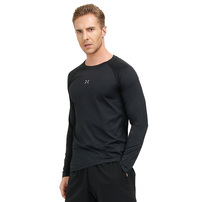 欧美男士长袖运动T恤 秋季跨境户外运动休闲健身瑜伽保暖打底上衣