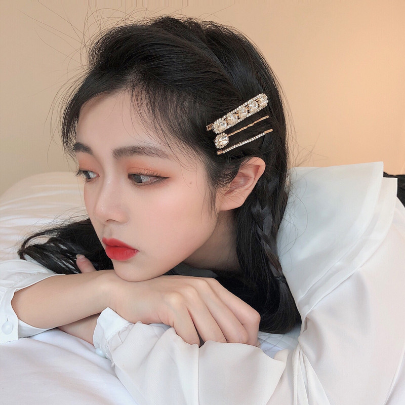 ins甜美闪钻彩色一字夹发饰少女气质刘海夹简约发夹韩国