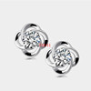 Fashionable zirconium, earrings, accessory, Korean style, four-leaf clover, wholesale