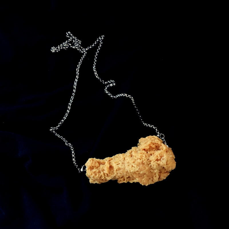 creative fried chicken legs necklace simulation skewer resin necklace