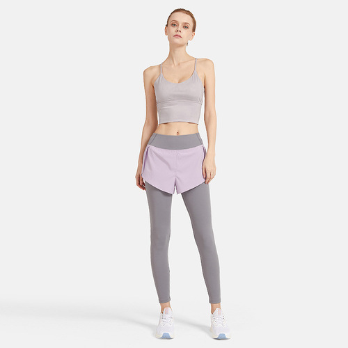 Women's High-Waist Thigh-Compression Leggings with Underwire Bralette, Tight Ankle Yoga Pants, Running Elastic Sports Nine-Sixth Leggings