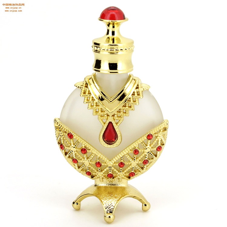 Joyería de aceite esencial neto en stock al por mayor 10ML hexágono dorado Oriente Medio botella de perfume botella de aceite esencial sub-embalaje botella vacía adornos