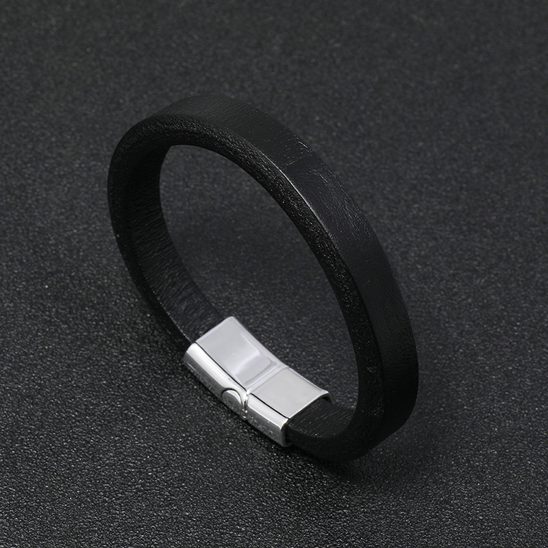Black Casual Multicolor Alloy Simple Leather Bracelet display picture 3