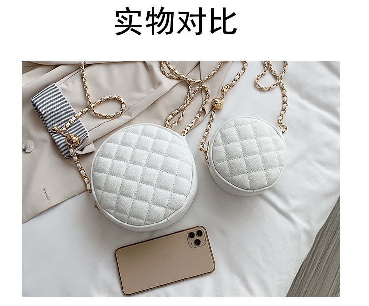 New Fashion Simple  Trend Fashion Rhombus Chain  Shoulder Messenger Small Round Bag Wholesale display picture 13