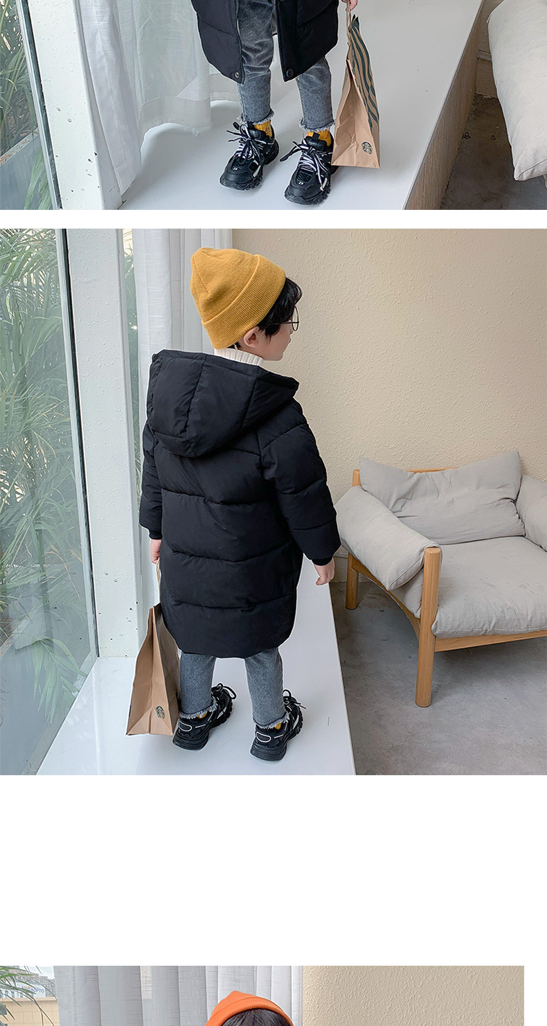 Herren- und Damenbekleidung für Kinder, daunenverdickte Baumwolljacke, mittlere Länge für Babys_voghion.com