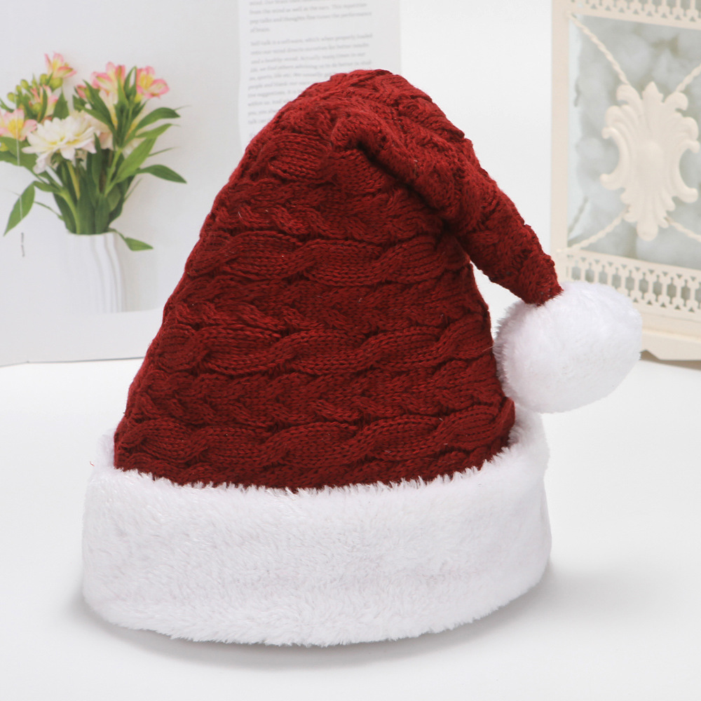 Cappello di Natale Cappello di Babbo Natale lavorato a maglia Cappello per adulti Decorazioni per le feste invernali Regali Regali_voghion.com