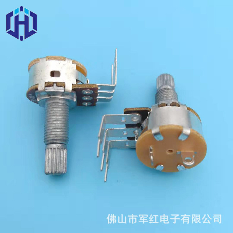 厂家直销148旋转开关电位器 加长螺纹10mm三只弯脚b250k b50k