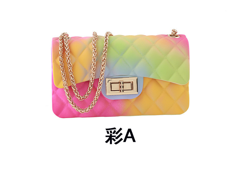 Clearance gradient graffiti colored jelly bag, diamond-shaped chain bag, small square bag for export, single-shoulder bag, crossbody bag undefined