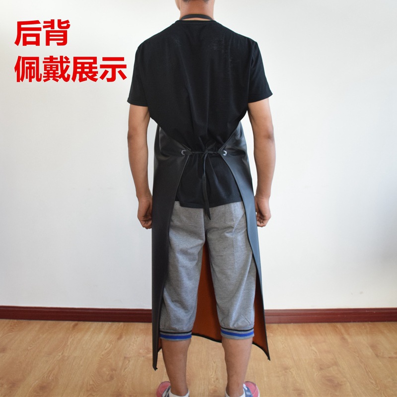 A prueba de aceite a prueba de ácido y a prueba de álcali delantal acuático de doble capa resistente al aceite cocina extra-grande engrosada PVC delantal de cuero mariscos cintura