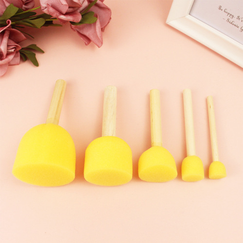 Kindergarten graffiti wooden handle sponge painting brush children's seal various specifications painting tools finger seal painting brush