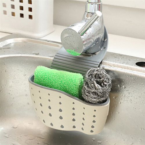 Sink drain hanging bag kitchen storage rack adjustable snap faucet sponge double layer drain hanging basket
