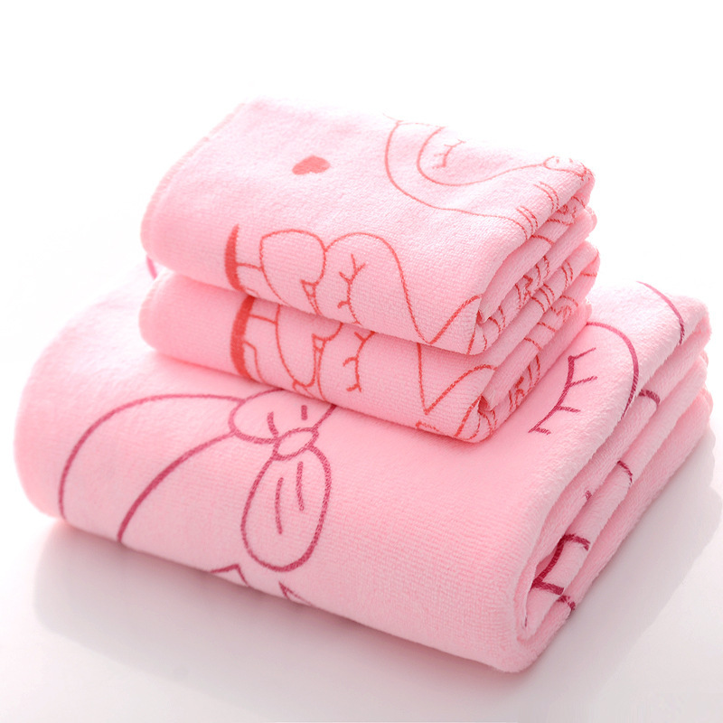 Towel Bath Towel Three-piece Set Adult Household Women's Internet-famous Summer Thin Soft Beach Towel Quick-drying Cartoon Stand Return