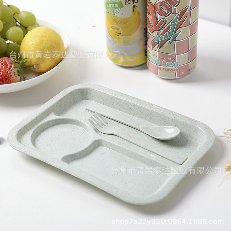 Kindergarten Baby Wheat Stalk Cartoon Dinner Plate Anti-fall Environmental Protection Kindergarten Tableware Set with Spoon and Fork