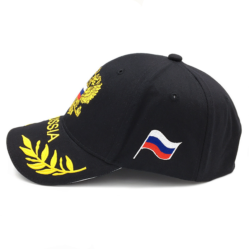 Russian Logo Baseball Men's and Women's Gold Embroidered Duck Tongue Flag Outdoor Patriotic Leisure Hat_voghion.com