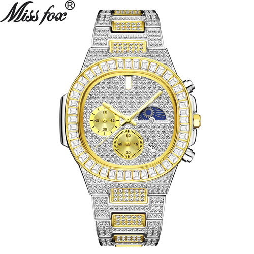 MISSFOX watch European and American high-end fashion hip-hop full-diamond multi-functional casual quartz men's watch manufacturer