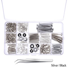 9-piece guitar repair screw set, guitar accessories strap buckle set, luthier tools (silver/black)