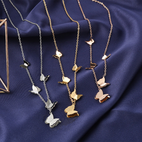 Adorable butterfly non-fading necklace female trendy internet celebrity ins cold style design neck necklace light luxury clavicle chain