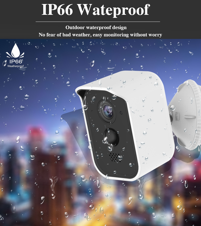 200W hd waterproof battery camera with built-in microphone