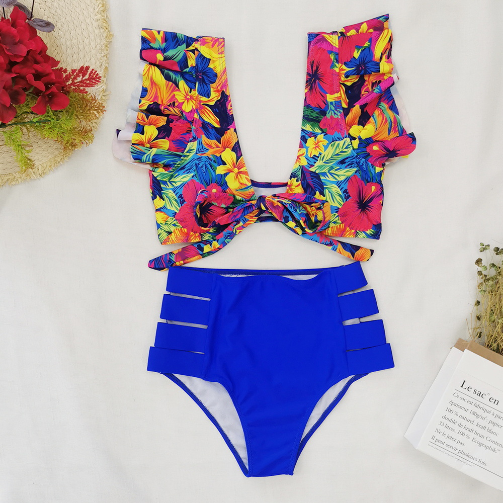 High Waist Panties Waist Briefs Panties Style Women's Ditsy Floral 2 Piece Set Bikinis