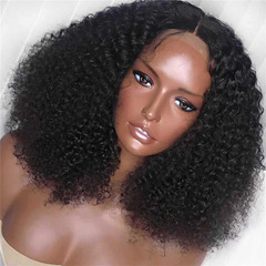 Foreign trade African wig European and American ladies black small curly medium and long hair wig headgear chemical fiber short curly hair wholesale