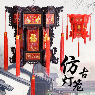 仿古六角电动旋转龙灯新年春节led大门阳台灯笼酒店装饰节日喜庆-阿里巴巴
