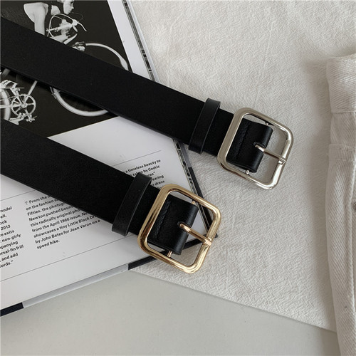 New women's belt square buckle versatile student fashion belt trendy decorative trouser belt supply