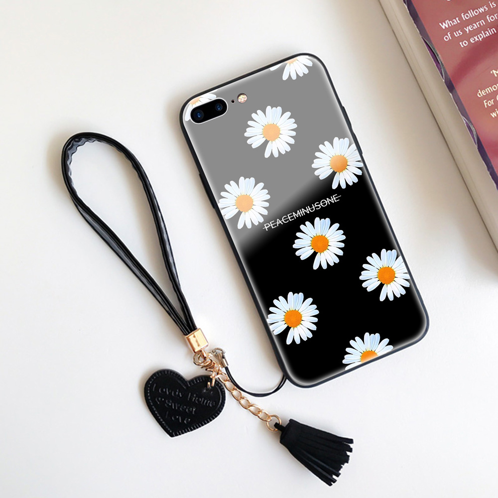 Geeignet für Samsung m52 m31s m23 j5prime j6+j7 trendige Marke weiße Zou Chrysantheme Glas Telefonhülle_voghion.com