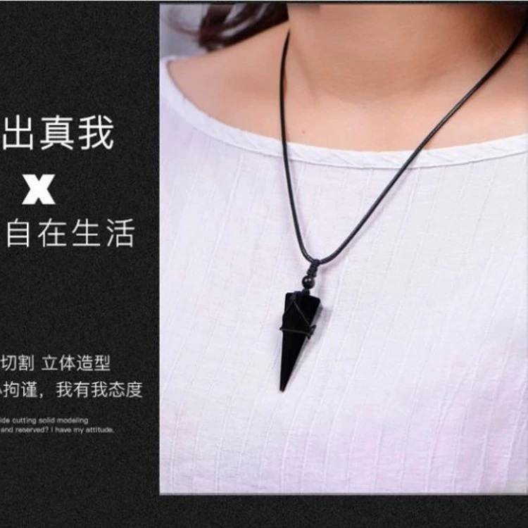 Natural water, crystal, pendant, sweater for beloved, long necklace, fashionable organic accessory