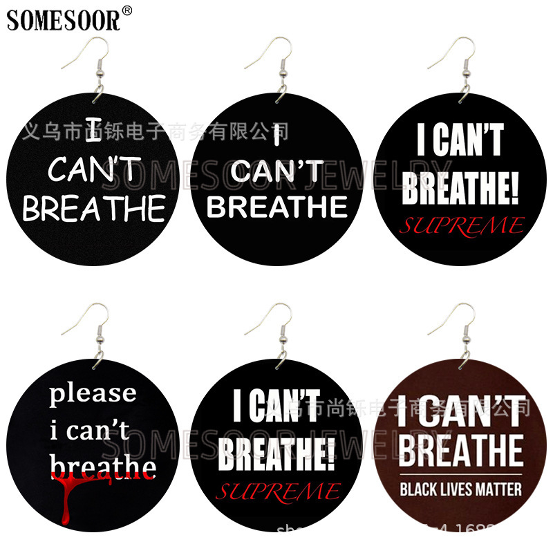 Manufacturer's Ready-Made Text Double-Sided Printing Exaggerated African Fashion Wooden Earrings Earrings Cross-Border E-Commerce European and American