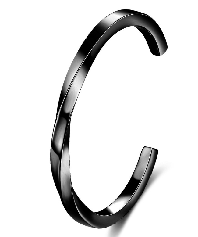 Stainless Steel Adjustable C-shaped Twisted Twist Open Bracelet display picture 4