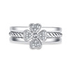 Fashionable ring heart shaped, accessory, city style, four-leaf clover, three in one