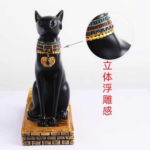 Source factory direct sales creative Egyptian cat god black cat retro wine rack resin crafts living room decoration ornaments