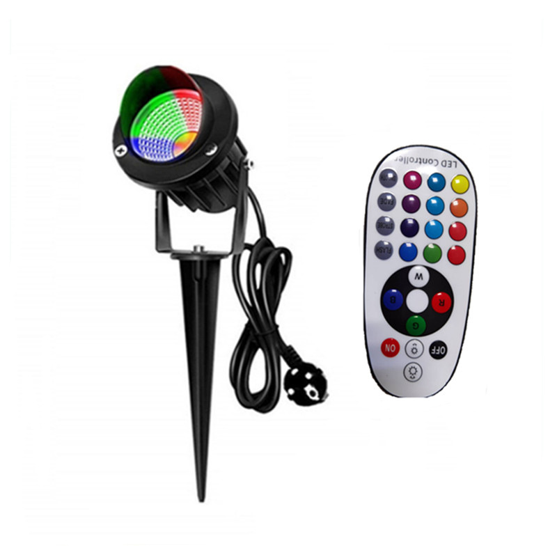 RGB插地燈 9W美規歐規英規七彩庭院燈 RF遙控多燈同步變色地插燈