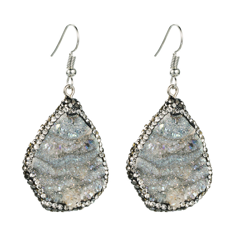 Gray Natural Stone Diamond Earrings display picture 6