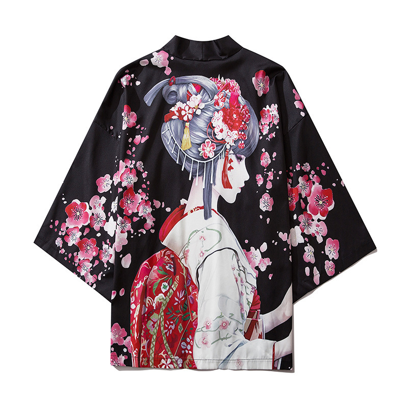Japanese Kimono Hanfu tang suit beauty print men and women five sleeve buttonless Cardigans