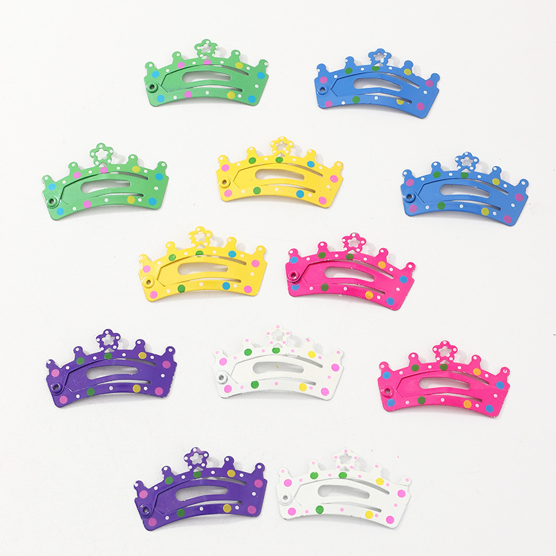 New Korean Children's Crown Metal Spray Paint Bangs Hairpin display picture 1