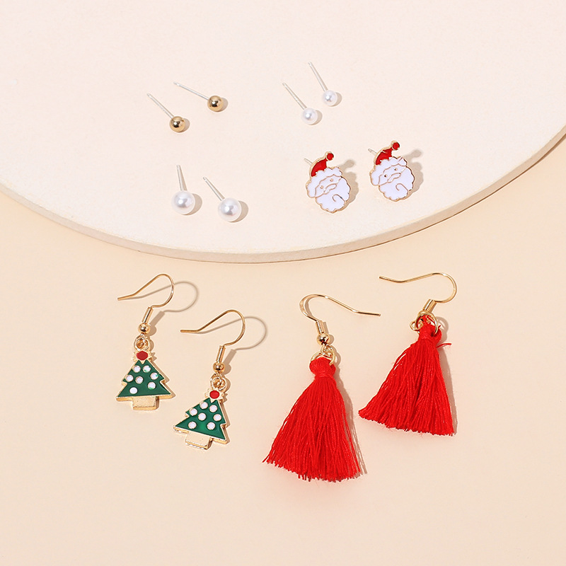 8g Weight Earrings Classification Wedding, Travel Occasion Women'S Gender Vintage Style Style  New  Cute Cartoon Christmas Earrings Set 9