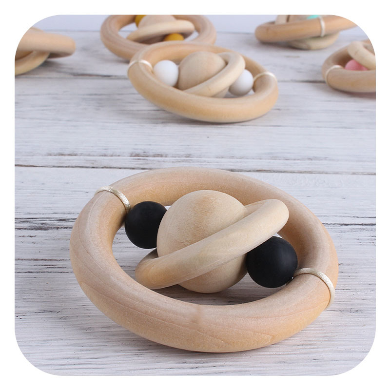 Bebé de madera mano ejercicio agarre juguete teether creativo planeta juguete bebé teether palo de juguete teether