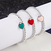 Epoxy resin heart-shaped, silver bracelet, enamel, round beads, cute bead bracelet heart shaped, silver 925 sample, light luxury style