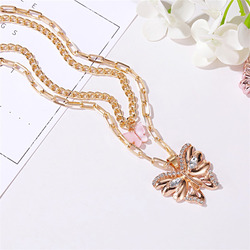 Nouveau Collier Bohème Mode Métal Taille Papillon Pendentif Double Collier En Gros Nihaojewelry display picture 4