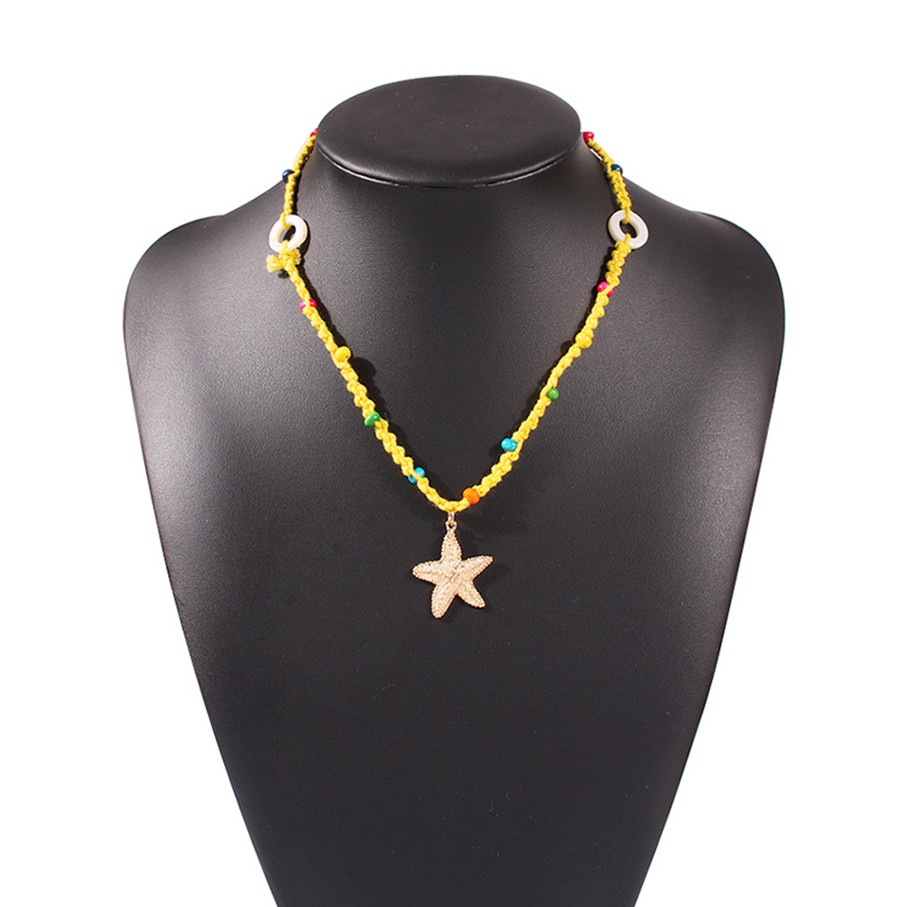 New Fashion Creative Hand-woven Bohemian Alloy Starfish Pendant Necklace Wholesale display picture 5