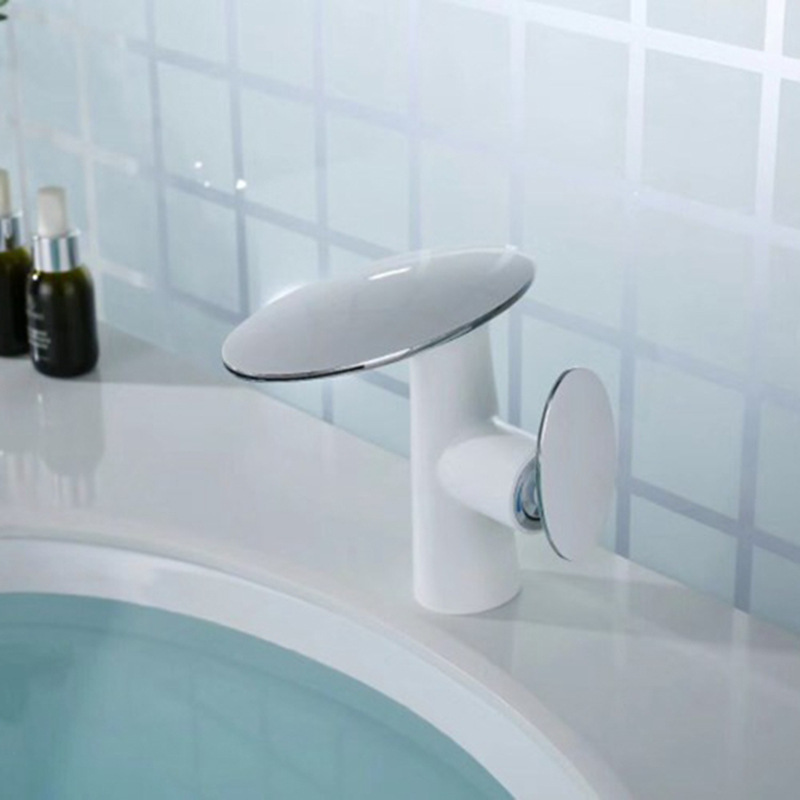 Cross-border dedicated hot and cold basin waterfall faucet white hand washing basin single hole faucet large quantity and excellent price