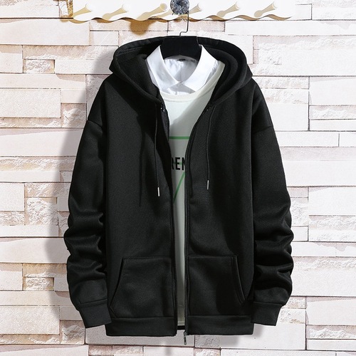 【Two-Piece Set】Factory Winter Fleece Zip-Up Hooded Sweatshirt Couple Youth Student Sports Suit