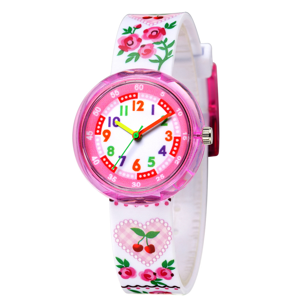 Reloj Para Estudiantes Con Correa Impresa De Color Caramelo Reloj Pequeño Y Lindo Con Correa De Plástico Impreso Reloj Casual display picture 6