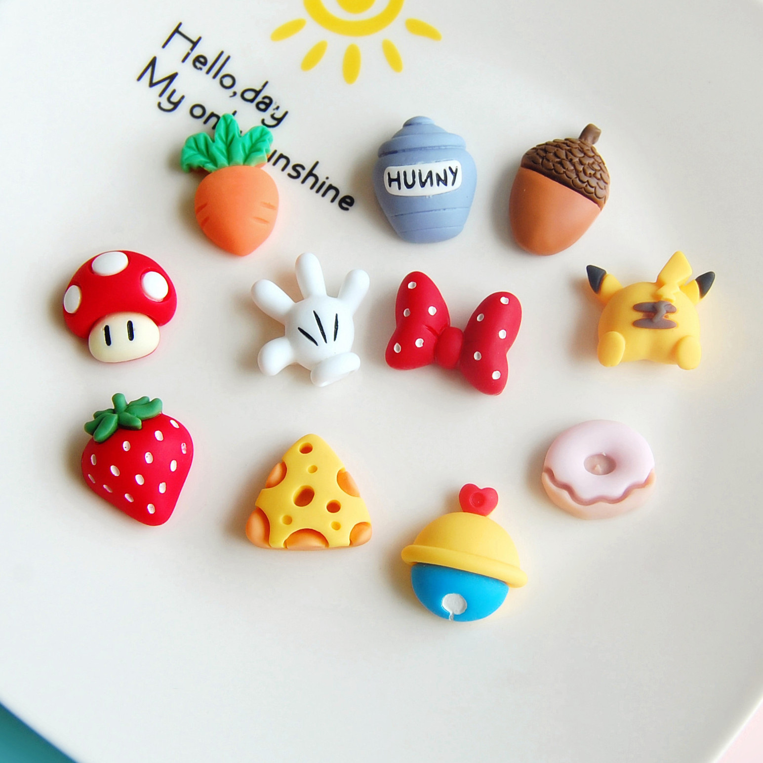 Hot classic cartoon combination accessories palm mushroom bell cheese haired mobile phone shell earrings patch pj155