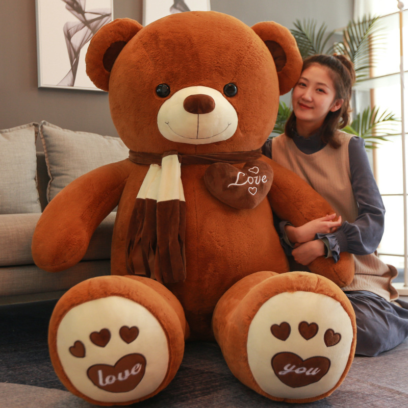 New postage creative large scarf bear plush toy doll for girlfriend birthday gift wholesale a generation of hair