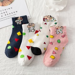 Knitwear Cotton Socks for Girls, Cartoon Patterned, Women's Boat Socks, Spring and Summer Short Tube Socks, Versatile Cartoon Socks, Trendy Socks