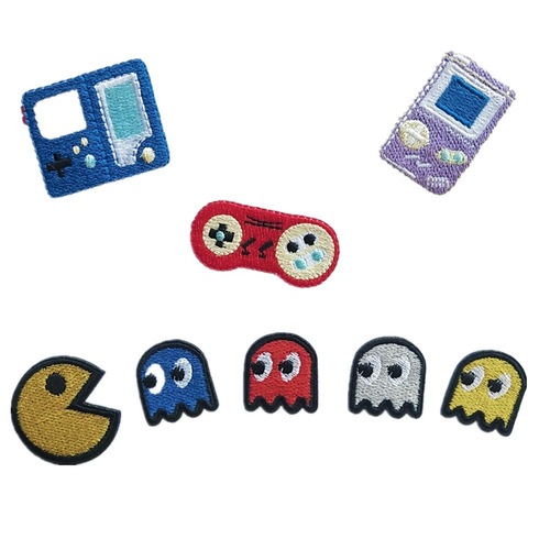 Cartoon computer embroidered chapter video game elements with built-in Velcro stickers for game consoles, shoes and bags