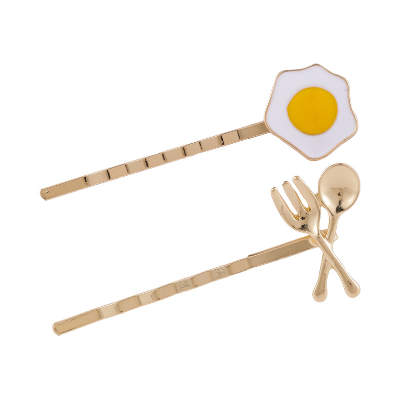 Soft Cute Poached Egg  Retro Spoon Fork  Side Clip Wholesale Nihaojewelry display picture 9